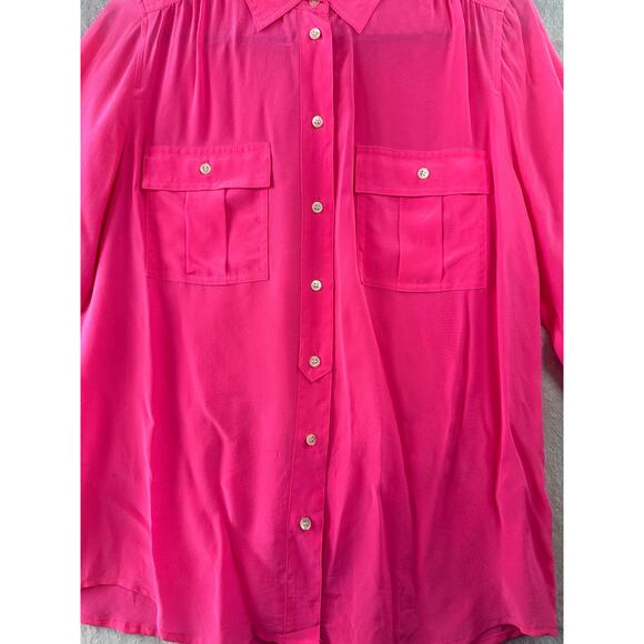 J.Crew “Blythe” Silk Button-Down Blouse • Hot Pink • Size 6 - Picture 4 of 6